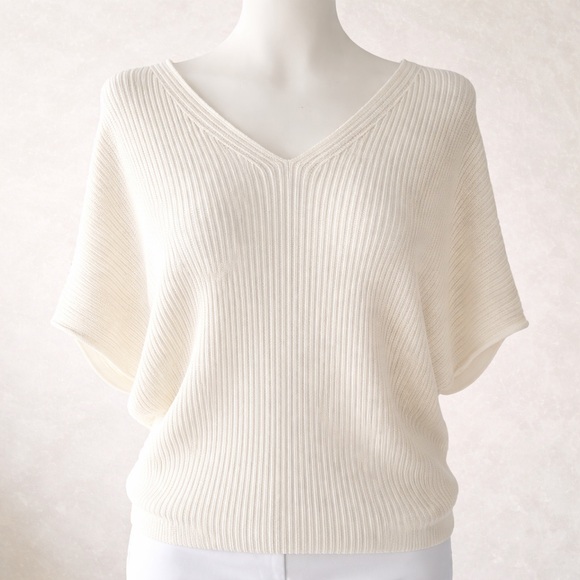 Lafayette 148 New York Sweaters - Lafayette 148 New York Ribbed Knit Dolman Sleeve Sweater Top Small